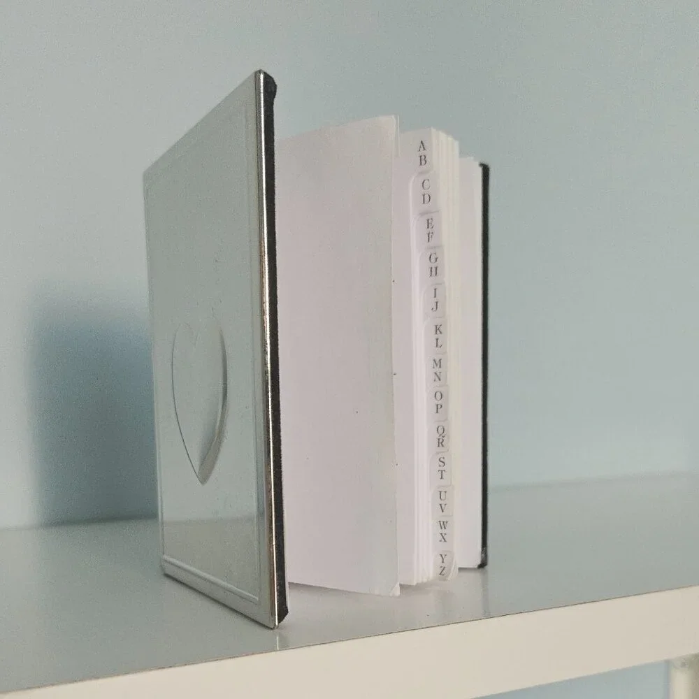 SILVER PLATED RAISED PUFFED HEART ADDRESS BOOK,  NWOT